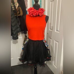 Day of the Dead tutu with tank top and rose headband